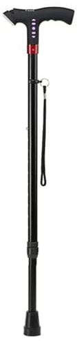 Tavkomco Canne de Marche télescopique légère avec Lampe de Poche à LED - Béquille réglable sur 10 Niveaux avec Alarme de Panique, Radio FM(A,96.5cm/38in)
