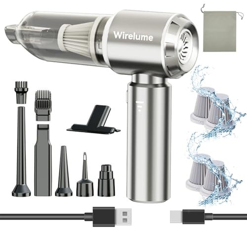 Wirelume Aspirabriciole senza fili potente Aspirapolvere auto portatile 22000Pa forte aspirazione ciclonica soffiaggio motore brushless portatile ricaricabile leggero per peli di animali veicolo casa