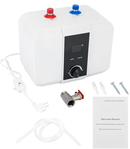 Warmwasserspeicher 6 Liter Untertisch Boiler 1500W, druckfester Wasserboiler Untertischgerät mit LED-Digitalanzeige, schnelles Aufheizen für Waschbecken, Küche und Badezimmer, weiß