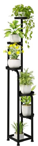 Bamworld Tall Plant Stand Indoor Outdoor, Corner Metal Flower Pot Stands for Multiple Plants, 5 Tier Heavy Duty Plant Shelf for Patio Garden Balcony Living Room Bedroom