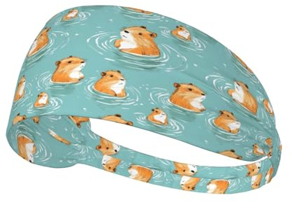 Diademas para mujeres y hombres, lindas diademas de natación con estampado de capibara para el sudor, deportes, correr, entrenamiento