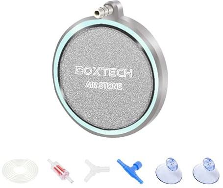 boxtech Aquarium Nano Luftstein 100 MM | Diffusor für gelösten Sauerstoff,Ausströmer Sandplatte Set,Belüfter Stein