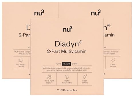 nu3 Diadyn Multivitamin - bioverfügbare 2-Phasen-Formel für Tag und Nacht, 13 Vitamine, 9 Mineralien, Multivitamin-Kapseln für deine tägliche Basisversorgung, Tag- & Nachtkapsel – 3x90 Kapseln