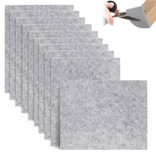 Kievano Fieltro Adhesivo Autoadhesivo para Muebles – 10 Piezas 20×16 cm 4 mm – Almohadillas de Fieltro Recortables, Protectores Silenciosos para Sillas y Mesas, DIY y Suelo, Gris