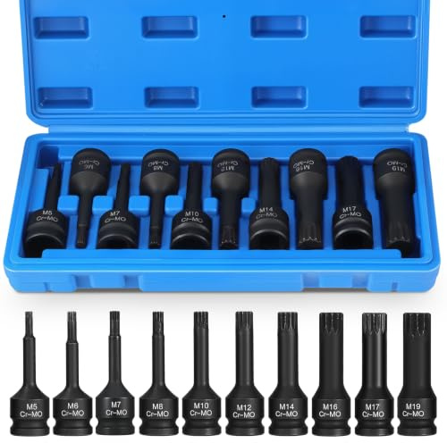 Faankiton 10TLG 1/2 XZN - Juego de llaves de impacto de tuerca dentada