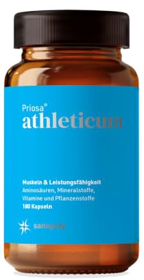 Sanopoly Priosa® athleticum 180 Kapseln I Aminosäuren-Mix | für Muskelfunktion, Energiestoffwechsel & geistige Leistung I mit Magnesium, Eisen, Zink, Vitamin D & K2 I Vegan