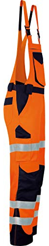 Vizwell Warnschutz-Latzhose Arbeitslatzhose Signal + Gratis Werkzeugtasche Leuchtorange-Marine Gr.42-68 (68)