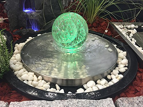 Köhko® Glaskugelbrunnen „Saturn“ 21010 Springbrunnen Kugelleuchte Vogeltanken