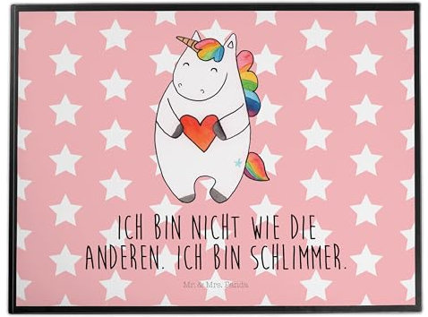 Mr. & Mrs. Panda Schreibunterlage Einhorn Herz - Geschenk, Freundin, Unicorn, Schreibtisch Unterlagen, schreibtischunterlage, böse, schreibauflage, schreibtischunterlagen, schreibtischauflagen