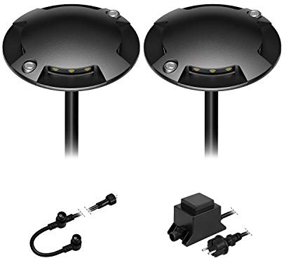 ledscom.de LED Boden-Aufbau-Leuchte Bunda, 4-flammig, für außen, schwarz, befahrbar, warm-weiß, 2er Set