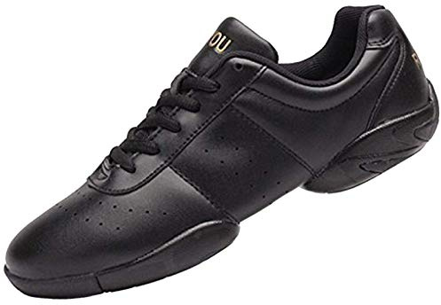 PPXID Femmes Légères Mode Chaussures de Danse Gymnastique Baskets Cheerleading Chaussures de Jazz Yoga pour Hommes -Noir(B) 40