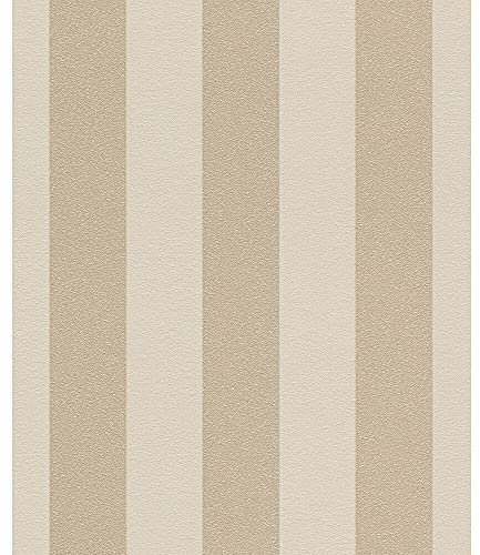 Carta da parati in tessuto non tessuto a righe greige glam 542325