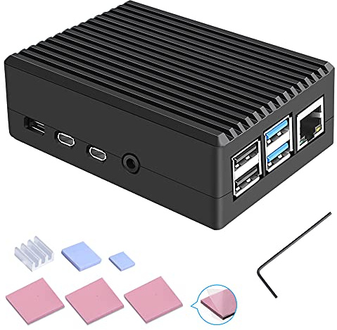 Owootecc Aluminum Case for Raspberry Pi 4 with Cooling Column, Passive Cooling Heat Dissipation and Heat Sink, Metal Housing Compatible with Pi 4B 2GB/4GB/8GB (Black)