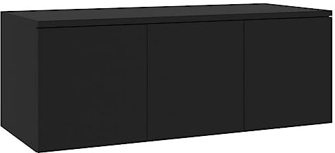 vidaXL Meuble TV, Armoire de Télévision avec Tiroirs, Meuble Télé de Salon Salle de Séjour Intérieur, Scandinave, Noir Bois d’Ingénierie