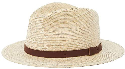 Brixton Herren Messer Straw Fedora Filzhut, Hellbraun, SMALL