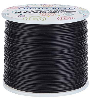 ENECREAT 1mmx150m Aluminiumdraht, Matte Jewelry Craft Wire, Anlaufbeständiger Aluminiumdraht für Halloween Beading Sculpting Model Skeleton Making - Schwarz