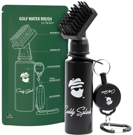 Caddy Splash Golf Club Brush Cleaner with Water – Heavy Duty Retractable Clip – Squeeze Bottle for Easy Cleaning – Nylon Bristles – Holds 4 Oz – Golf Gifts– Golf Accessories for Men – USA Company