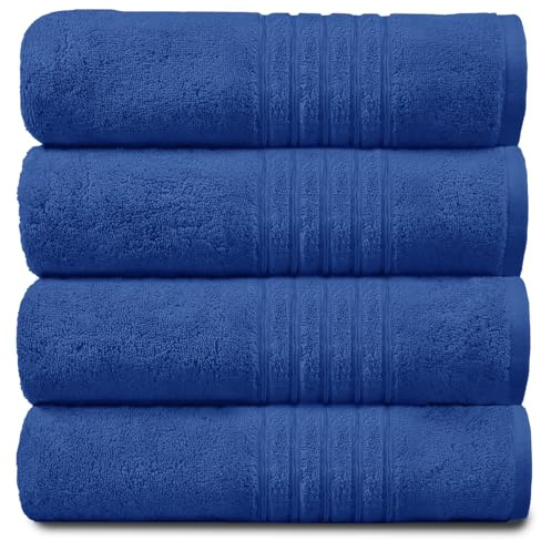 GC GAVENO CAVAILIA New Hampton Hand Towels, Ultra Soft Extra Absorbent Pack of 4 Luxury Towel Set, 100% Ringspun Cotton, Blue, 4PK
