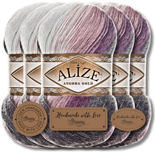 Alize 5 x 100 g Angora guld batik premium ny ull med gradient ull stickgarn baby ull accenter tillbehör för virkning stickade kläder (1986)