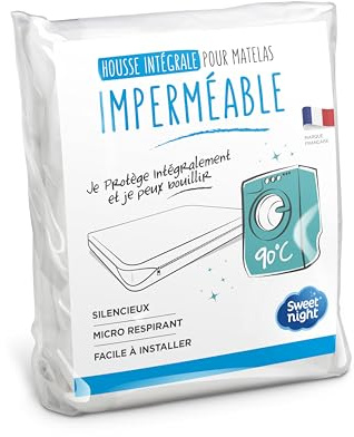 SWEET NIGHT - Housse intégrale Matelas 200x200 cm | Alèse Imperméable et Micro Respirante | Protège intégralement Votre Matelas | Fermeture à glissière | Souple et Silencieux | Lavable à 90°C