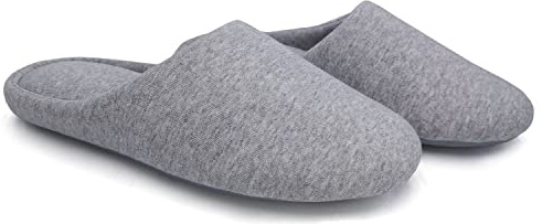 ofoot Pantuflas de casa de algodón con espuma viscoelástica para mujer, cómodas, lavables, con suela de goma antideslizante, Gris, 7-8