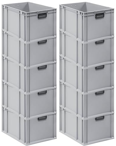 PROREGAL SparSet 10x Eurobox NextGen Portable Duo | HxBxT 32x40x60cm | 65 Liter | Eurobehälter, Transportbox, Transportbehälter, Stapelbehälter