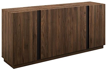 Walker Edison Liss Contemporary 4-Door Minimalist Sideboard 70 Inch Dark Walnut
