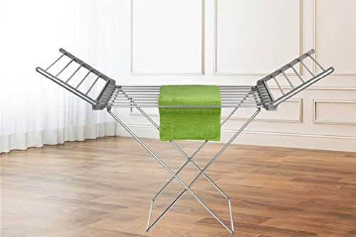 DWD Electric Heated 230w Clothes Airer with Wings Indoor Rack Stable Legs 5 Min Heating 45-55℃ Constant Temperature Max Load 15Kg Foldable Design Silver Energy Efficent Low Cost Laundry Dryer