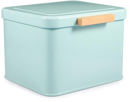 Picowe Laundry Pods Holder Container with Wooden Lid, Farmhouse Metal Laundry Pods Holder Container for Laundry Room Decor and Accessories (Green)