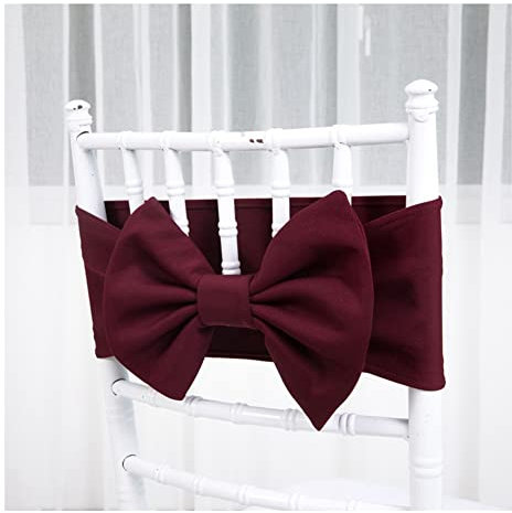 Yurosiay 6 Stück Stuhlschärpen Hochzeit Stretch Stuhlschleifen Vintage Elegant Stuhlhusse Hochzeit Stuhlschärpen Spandex Stuhlbezug Hochzeit Stuhl Deko Hochzeit für Party Bankette Rotwein