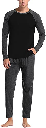 Pijama largo para hombre de algodón - Conjunto de dos piezas de pijama para casa de hombre, pantalones largos y camiseta de dormir, conjuntos de pijama, ropa de dormir, pantalones de pijama/camiseta