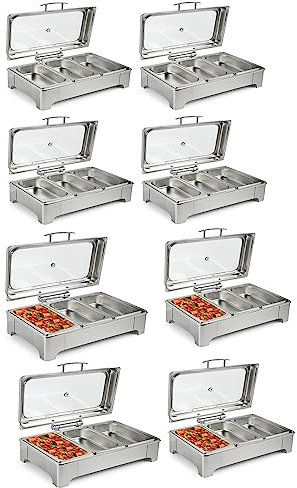 Chafing Dish Buffet Set, Calentador de Buffet Electrico Chafing Dish Acero Inoxidable, Calentador de Comida Comercial con Termorregulador y Tapa Visual, para Kitchen Party Banque ( Color : 3 grid - 9L