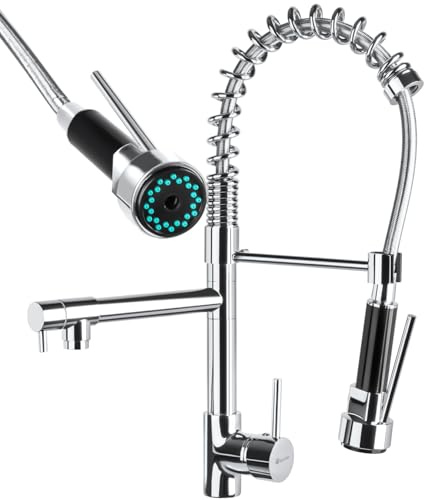 tectake® Küchenarmatur, Mischbatterie Spültischarmatur, Waschtischarmatur, Küchenarmaturen für Spüle, Spülbecken, Küchenspüle, Wasserhahn Küche ausziehbar mit Schlauch, Küche Wasserhahn