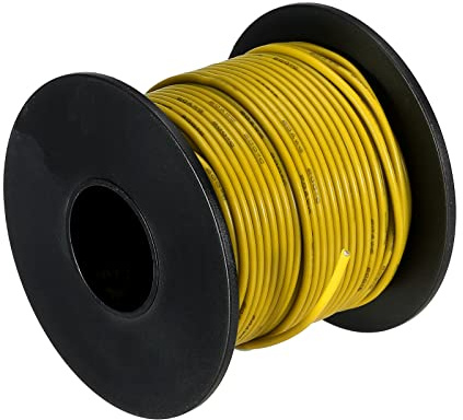 sourcing map 20AWG Elektrischer Draht 30 Meter Stromkabel 0,52 mm² Verzinntes Kupferkabel Flexibel Silikonkabel Litzenkern Klingeldraht Verdrahtungsleitung für DIY KFZ Auto Modell, Gelb
