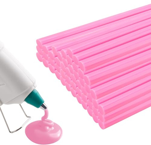MATUFF Pink hot Glue Sticks Full Size 0.43” Dia x 8” Long, 52 pcs Hot melt Adhesive Glue Sticks, All-Purpose Colored Glue Gun Sticks for Christmas Decoration Crafts Arts School Home Repair Bonding
