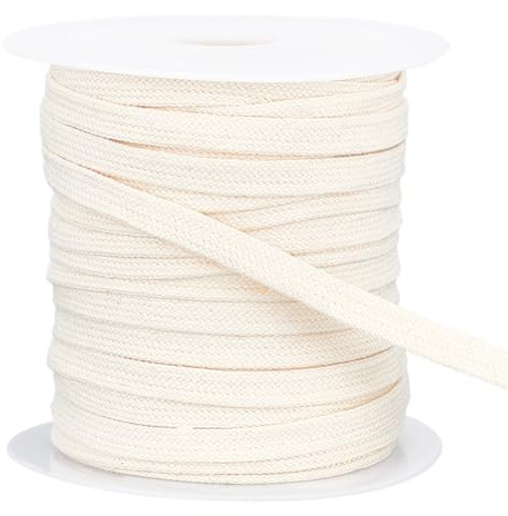 BENECREAT 25 m/27 Yards Papayawhit Flacher Baumwoll-Kordelzug, 8 mm Weicher Kordelzug-Ersatz Doppellagiger Hohler Kordelzug Für Hoodie-Jogginghose-Sweatshirt