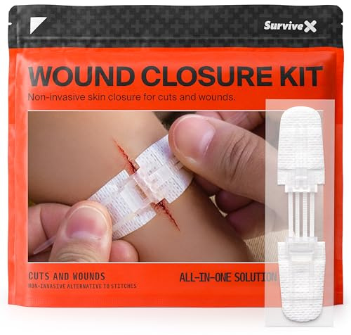 SurviveX Zip Stitch Wound Closure Strips - Repair Wounds Without Stitches - Zipstitch Sutures - Laceration Closure First Aid Kit