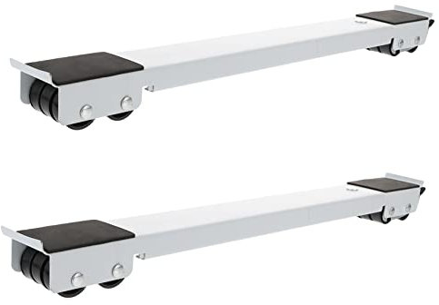 Artibetter Retractable Washing Machine Stand Iron Support Mobile Base for Refrigerator Dryer Freezer Cabinet Increased Height White