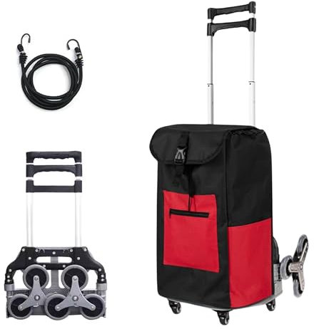 Carretilla de Mano de Aluminio. Carrito de Transporte con 6 Ruedas Triangulares para Escalera. Carro de Carga Plegable con Capacidad de 75kg para Almacén. Carrito Portátil, con Bolsa.