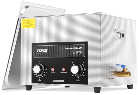 VEVOR Limpiador Ultrasónico 15 L con Temporizador de Calentamiento y Cesta Equipo de Limpieza Ultrasónico Digital Profesional 360 W para Relojes Instrumentos Gafas Monedas Piezas de Metal Plata