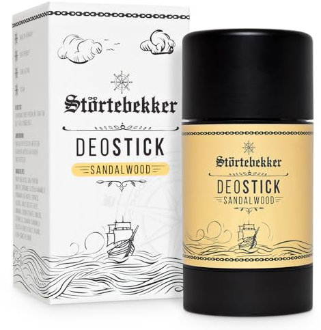 Störtebekker® Premium Deostick - Deodorante stick da uomo, deodorante per uomo, deodorante per una freschezza di lunga durata, idea regalo, prodotto in Germania, 75 g, deodorante stick sandalwood
