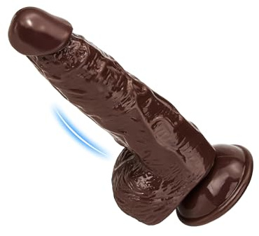 18,5cm Dildo pour Débutants avec Base de Seringue Forte pour Jouissance Indépendante, Dildo Réaliste ciblant le Point G pour Hommes et Femmes (Brun)