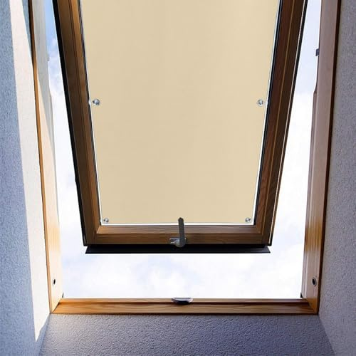 Moboo Dachfenster Rollo Thermo Sonnenschutz Verdunkelungsrollo für Dachfenster UV Schutz mit Saugnäpfe ohne Bohren ohne kleben (Beige, 76x125cm)
