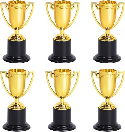 6 PCS Oro Premio Trofei, Mini Trofei d'oro in Plastica 4 Pollici per Bambini Trofeo d'oro per Feste di Laurea, Tornei Sportivi, Premi Scolastici per Bambini in Aula e Decorazioni per Premi Premio
