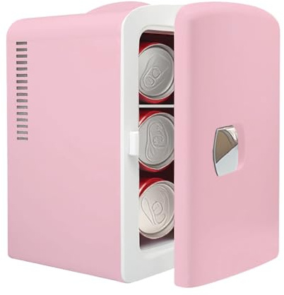 iTOMA Mini-réfrigérateur 4 litres, réfrigérateur Personnel Portable de 6 canettes pour Soins, Mini-réfrigérateur Compact pour Le Bureau, la Chambre, Le dortoir, K4206PK