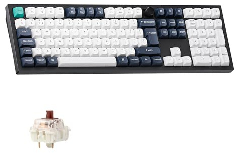 Keychron Q6 Max Wireless Mechanical Keyboard, QMK Bluetooth/2.4 GHz/Wired, Full Size Programmable Knob RGB Backlit Hot-Swappable Gateron Brown Tactile Switch for Mac Windows Linux(UK Layout) - Black