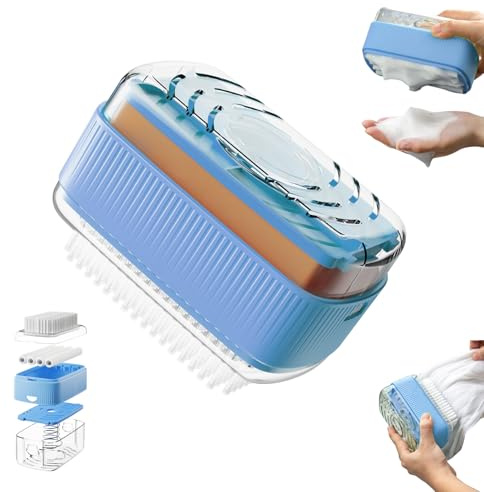 Soap Box with Roller Bubble Case for Laundry, Multifunctional Soap Box Scrubber & Storage Dispenser,Portable Bar Dispenser Brush for Laundry, Home & Travel KeepsSoap Dry & Hygienic