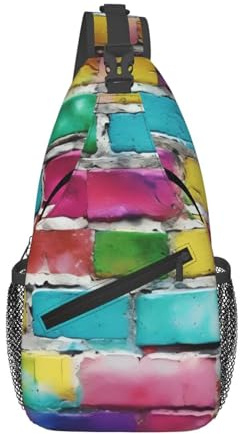 Rucksack Doodle Bunter Ziegelsteindruck Elegant Sling Bag Multipurpose Sling Rucksack Für Sportlich Reisen Damen 19X39Cm