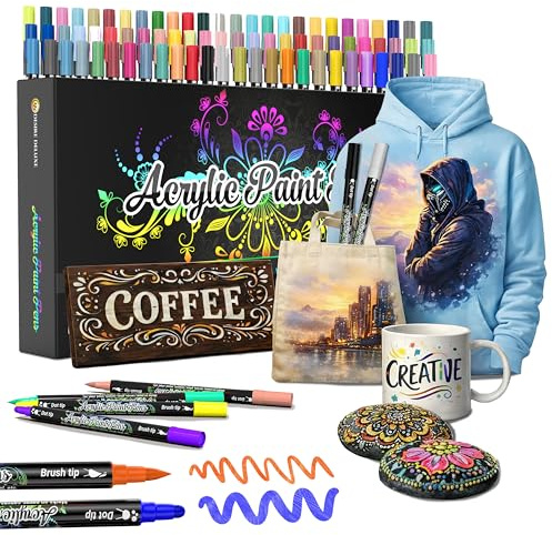 Desire Deluxe Rotuladores de Pintura Acrílica para Piedras, Cerámica, Vidrio, Madera - Marcadores a Base de Agua No Tóxicos - Excelente Material de Arte para Artistas (Doble Punta Multicolor, 78)