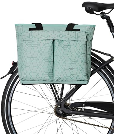 LARKSON Fahrradtaschen für Gepäckträger Damen & Herren Mint - Nova Bike - 2 in 1 Fahrrad Shopper Tasche & Gepäckträgertasche Hinten - Einkaufstasche - Wasserabweisend